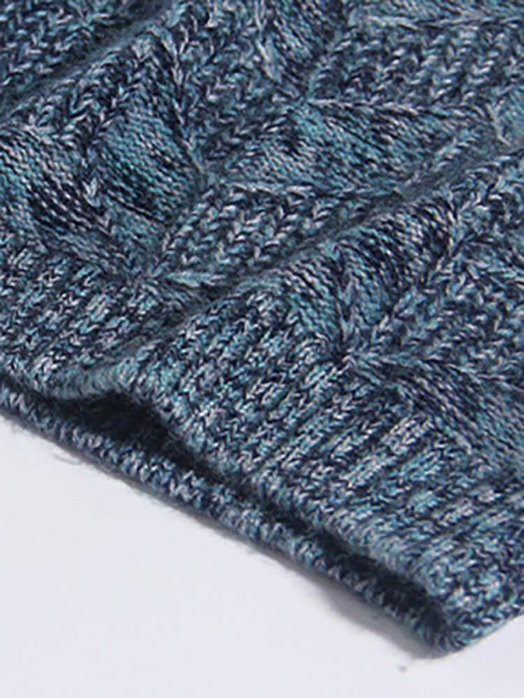 Kids Blue Marl Textured Knit Cashmere Crewneck Sweater